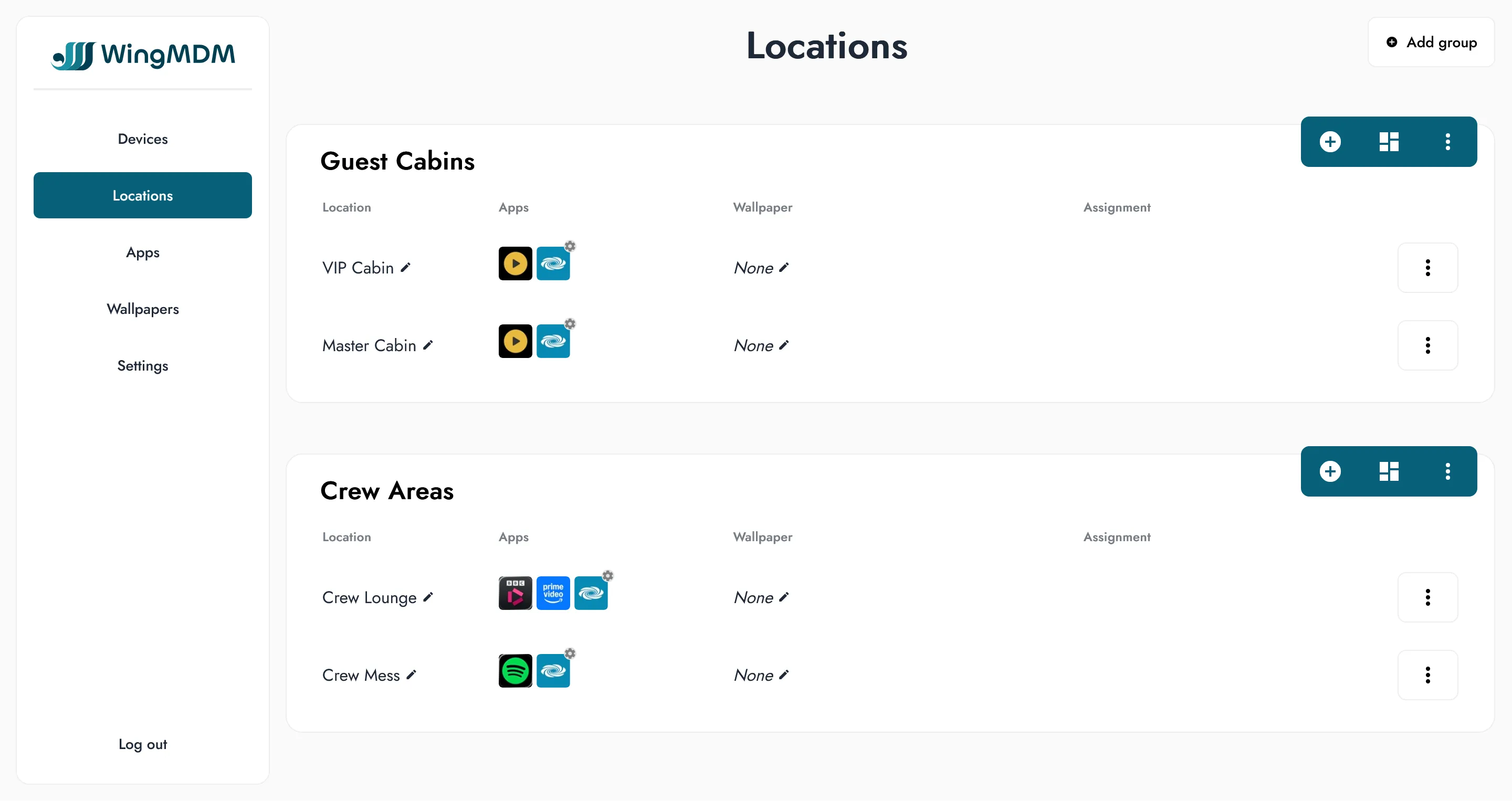 Locations view